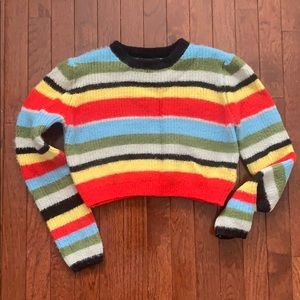 Forever 21 Colorful Striped Cropped Sweater
